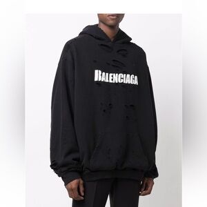 Balenciaga Caps Destroyed Hoodie | SIZE L
